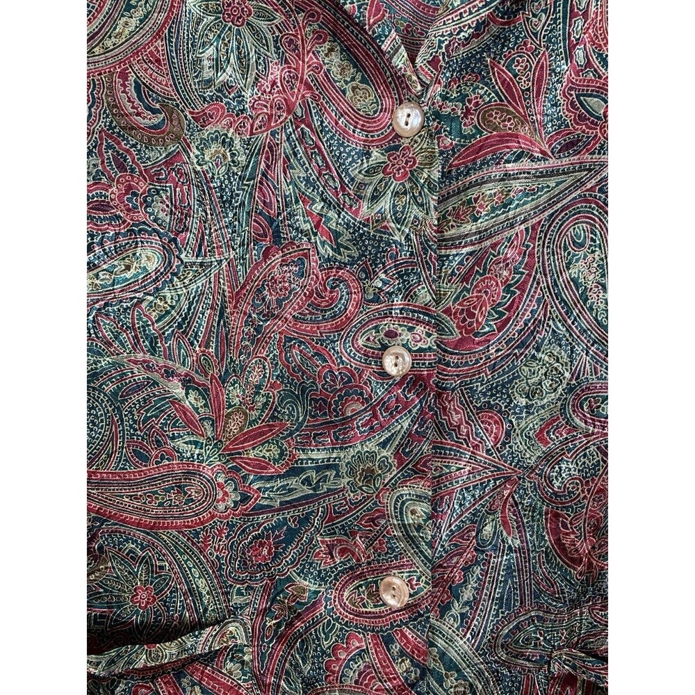 Victoria's Secret Vintage 90's Red Green Gold Paisley Night Shirt Size M - Picture 3 of 13